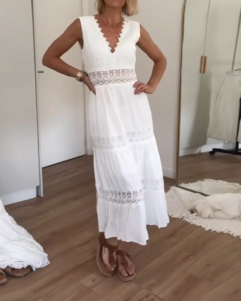 Élise™ | Elegancka Koronkowa Sukienka z Dekoltem w Serek